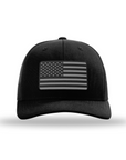 American Flag PVC Black Patch Snapback Hats